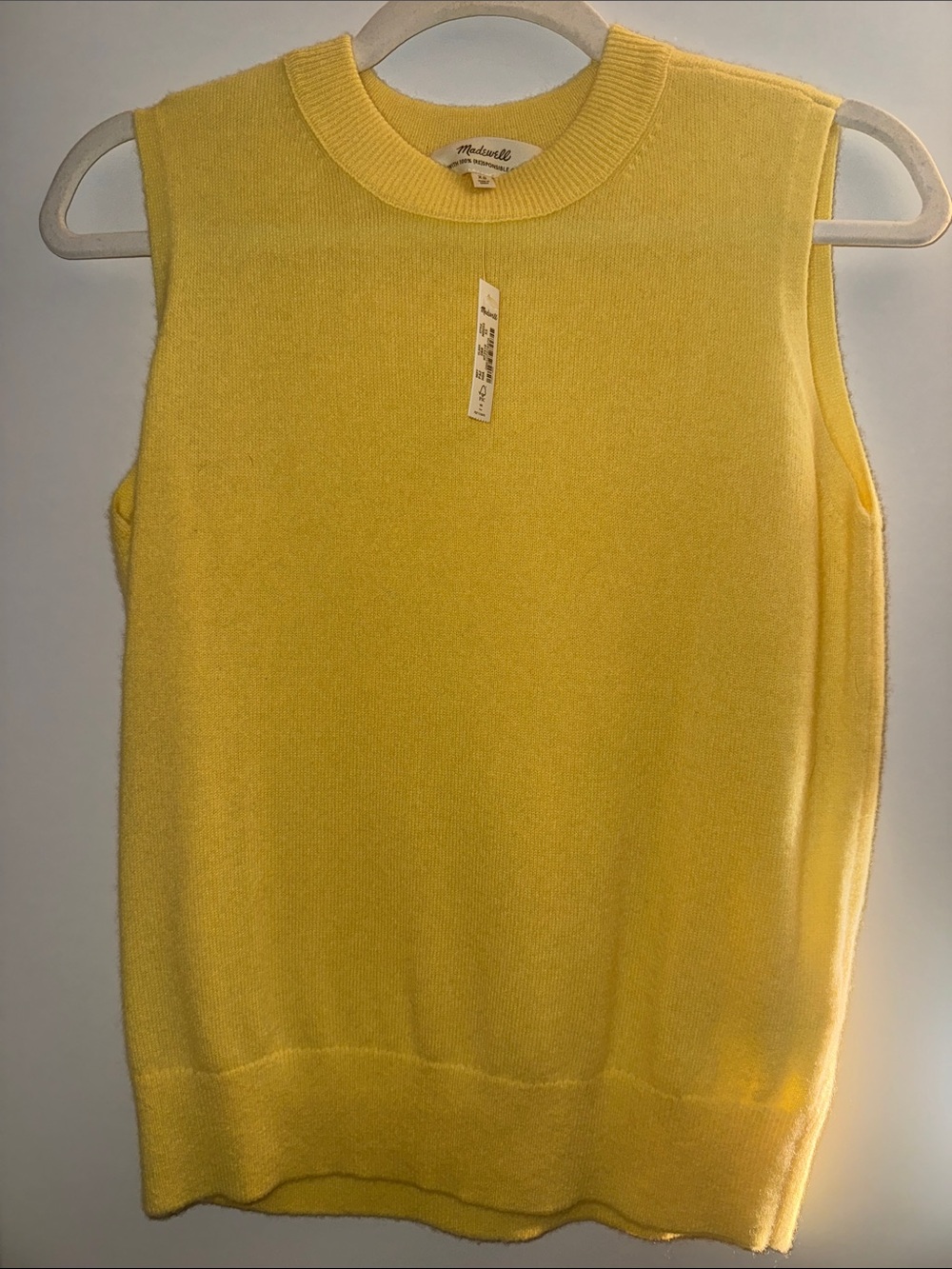 Madewell Bright Yellow Sleeveless cashmere sweater Tank